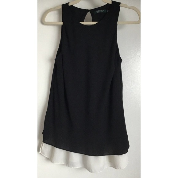 Ralph Lauren Black White Tank Top Shirt Blouse Size Small - Picture 6 of 9